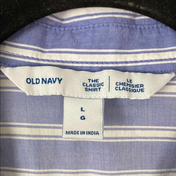 NEW Old Navy The Classic Shirt Blue White Stripe Button Down Cotton Sz Large - Picture 2 of 9